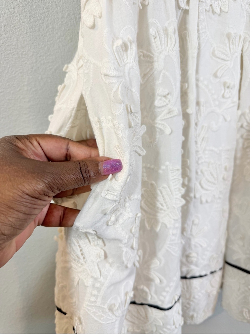 Anthropologie Wolven Tilly Dress Size SP White Black Fit & Flare Embroidered - Picture 4 of 10